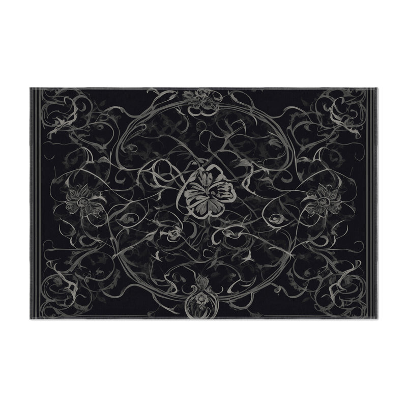 Obsidian Fern Indoor And Outdoor Area Rug, Rectangle 9' x 12'