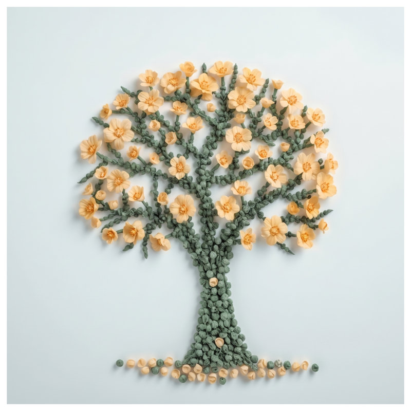 Rideaux de douche extra longs à motif d'arbre en fleurs, L 70 po x H 84 po, Light Beige Dark Green