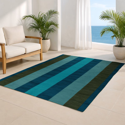 Tapis d'intérieur et d'extérieur à carreaux bleu