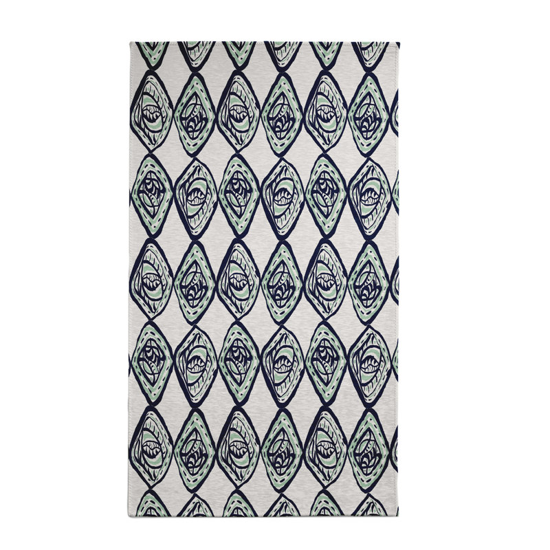 Tapis décoratif géométrique bleu marine, Rectangle 4 pi x 6 pi