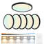 Lot de 6 plafonniers DEL encastrés noirs de 30,5 cm (12 po), 24 W, à intensité variable et à température de couleur de 5 CCT. Lampe de plafond ronde et mince à profil bas.-905606139-905606140