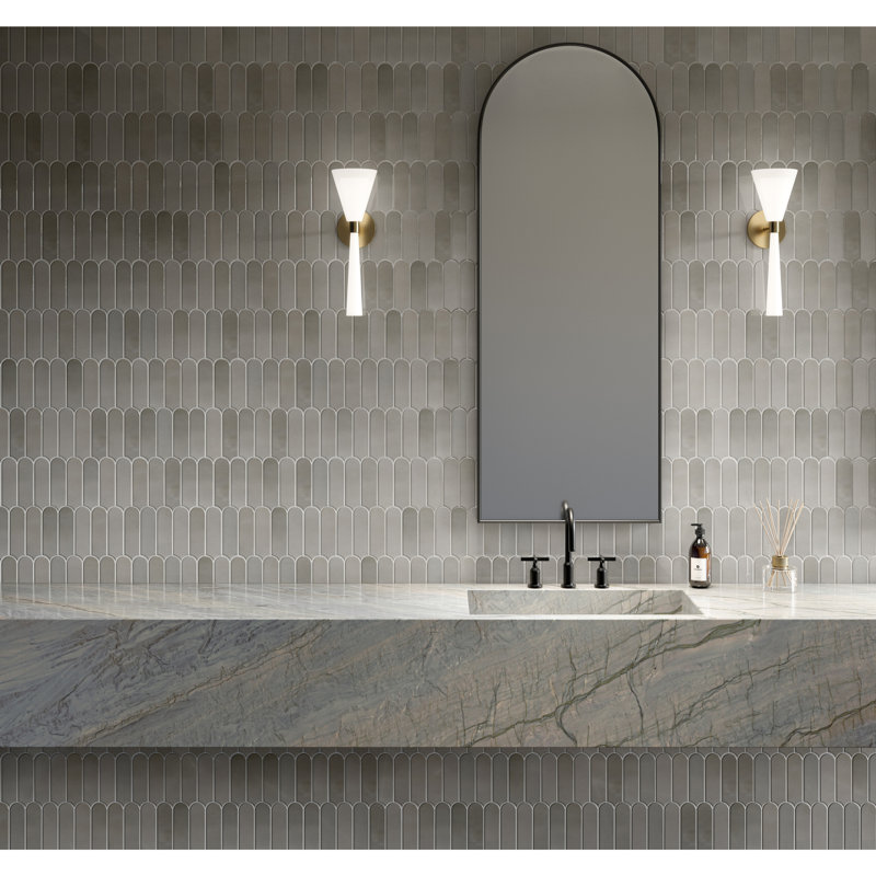 Daltile Artefino Vintage 2 x 6 Fish Scale Mosaic (10 PC Per SQFT) (10.00 SQFT Per Carton), Smokey Gray