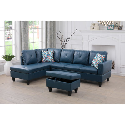 Faux Leather L-Shaped Sectional Left Hand Facing