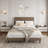 Twin Upholstered Platform Bed Frame, Fabric Headboard, Metal Frame with Wooden Slats, Twin Size, Modern Bedroom Use ,Black-1650802872-1650802873