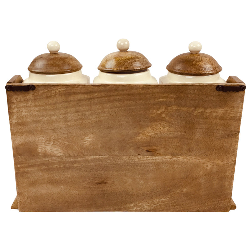Wood Jar - Set of 3