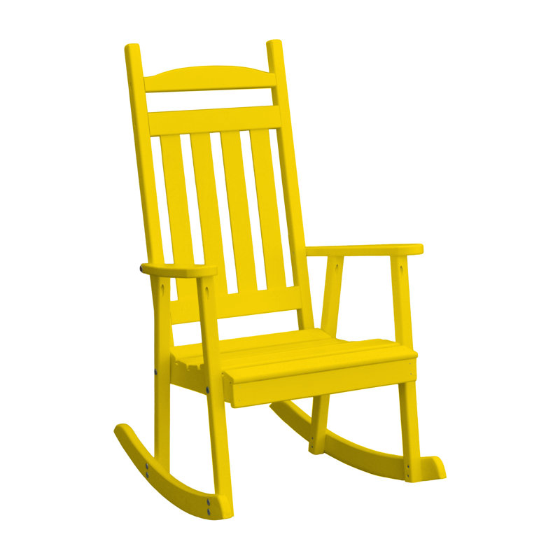 Chaise berçante en bois massif Beda Classic, Jaune canari