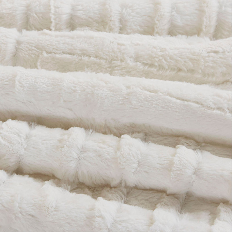 Twin Fur Down Alternative Comforter Mini Set, Ivory, Twin Comforter + 1 Additional Piece