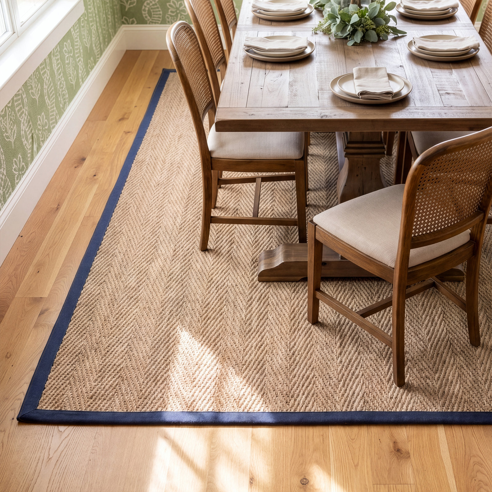 Natural Blue Seagrass Rug, Rectangle 8' x 10'