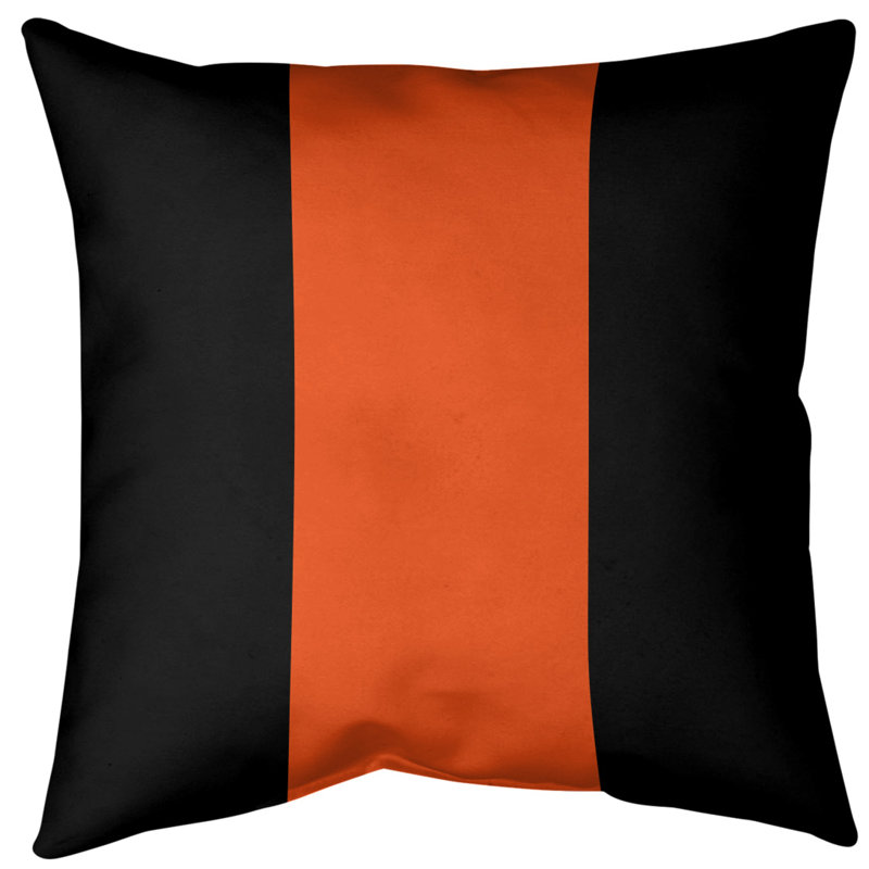 Housse de coussin, 20 po x 20 po, Noir / orange, Polyester sergé