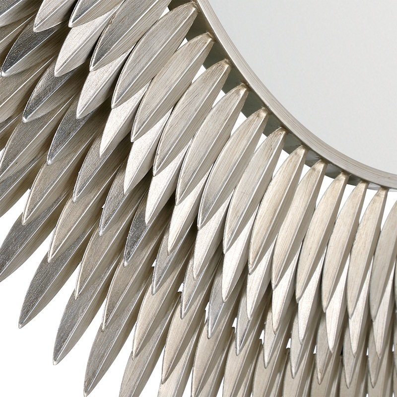Miroir argenté antique 46,75 po Hiren, 46,75 po x 46,75 po, Argent antique, Cercle