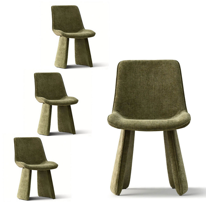 Hennigan Upholstered Dining Chairs with Sculptural Base, Green