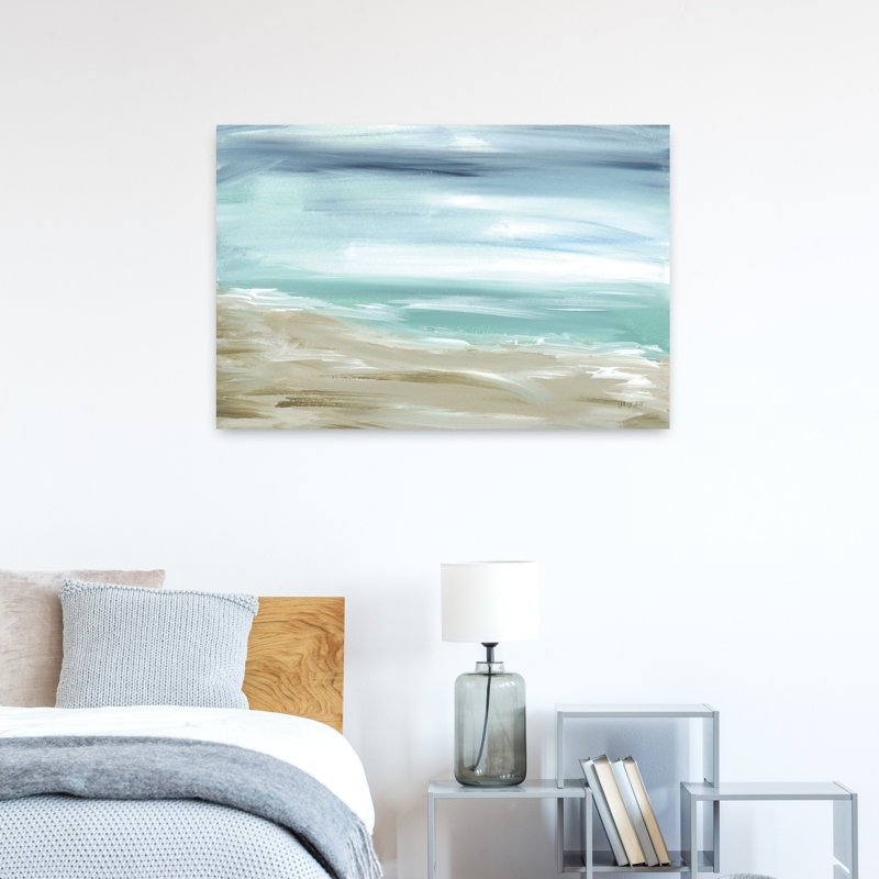 Art contemporain contemporain, paysage de plage abstrait, H 24 po x l 36 po