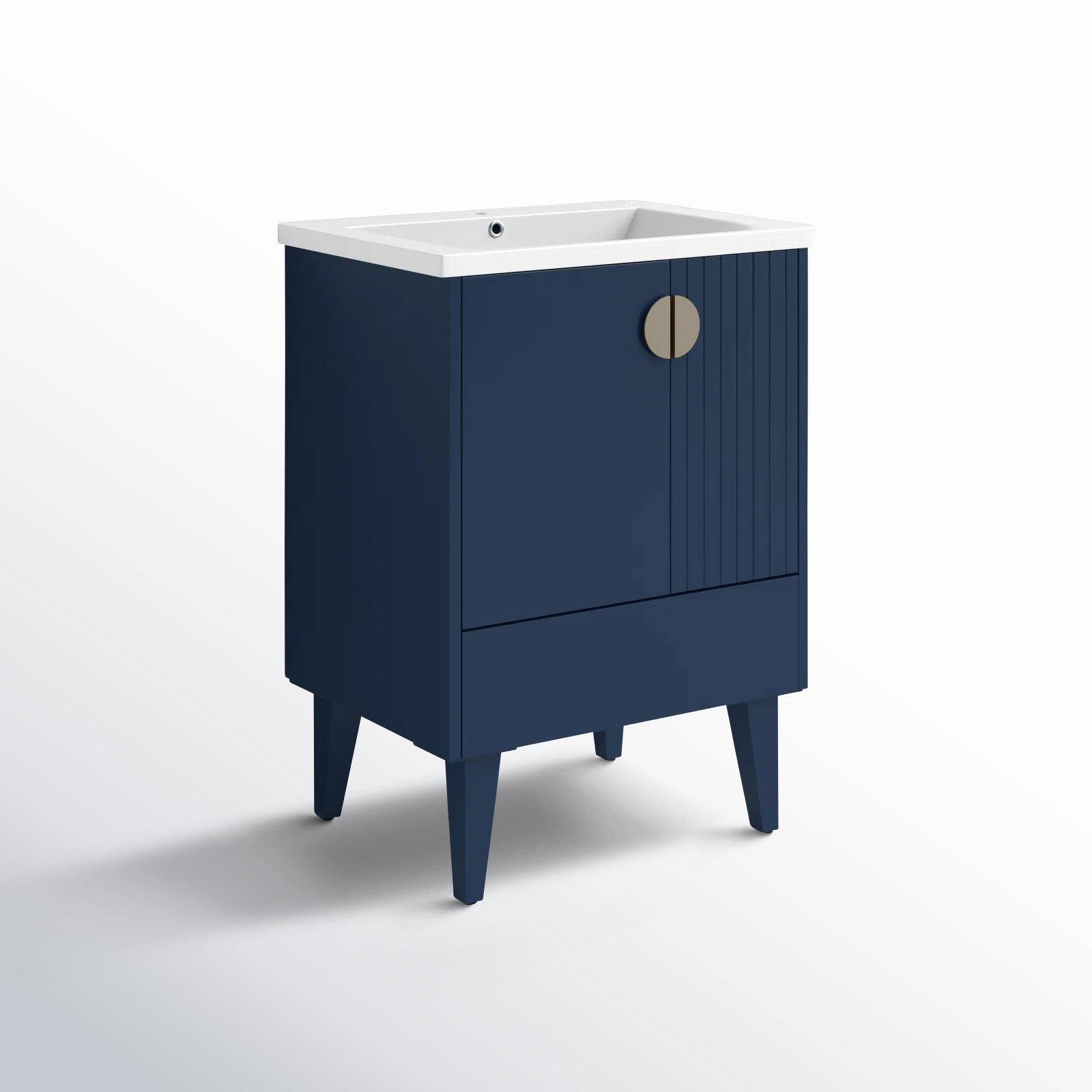 Saimah 24'' Single Bathroom Vanity, Navy Blue, Satin Nickel