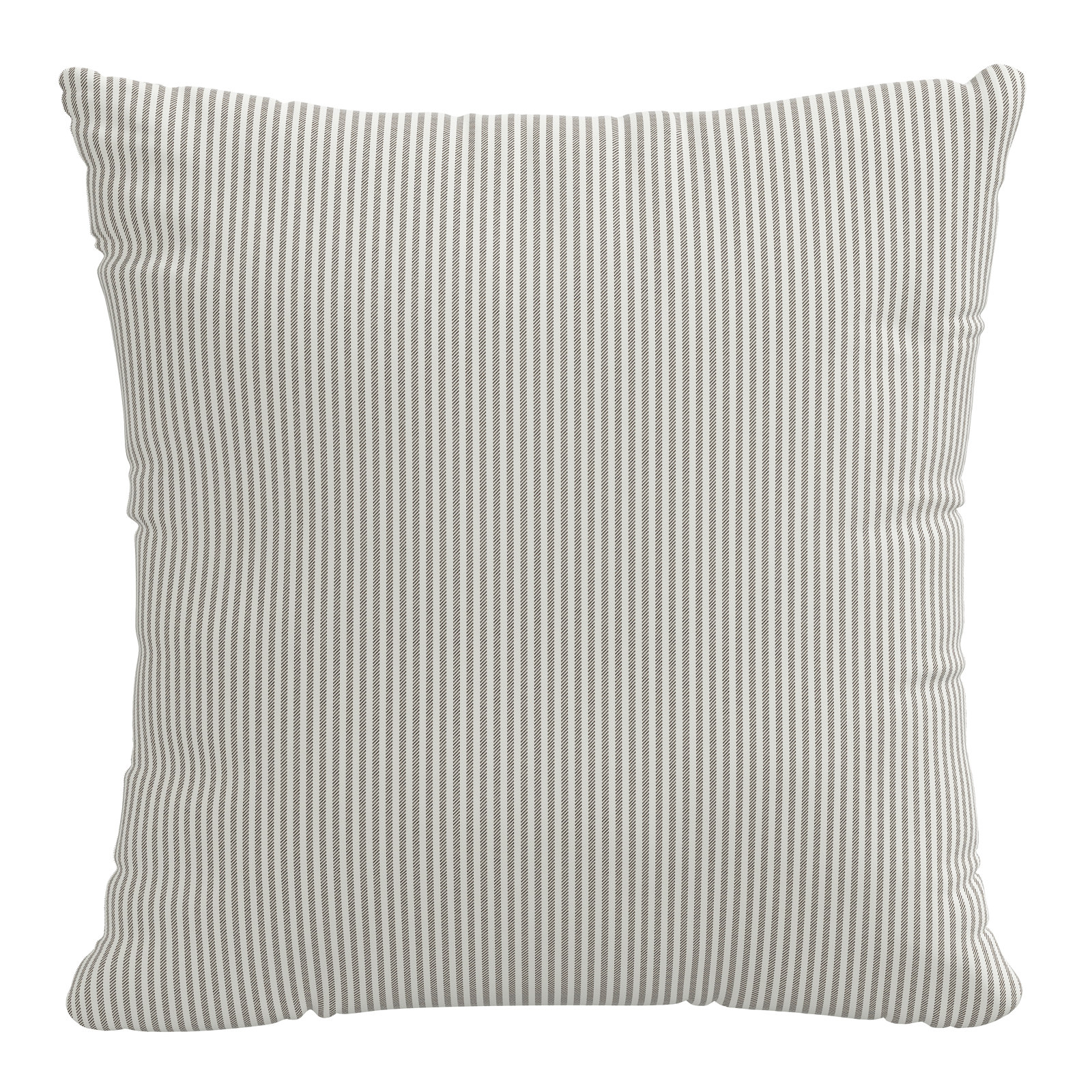 Claremont Striped Cotton Throw Pillow, 18" x 18", Gray, Feathers