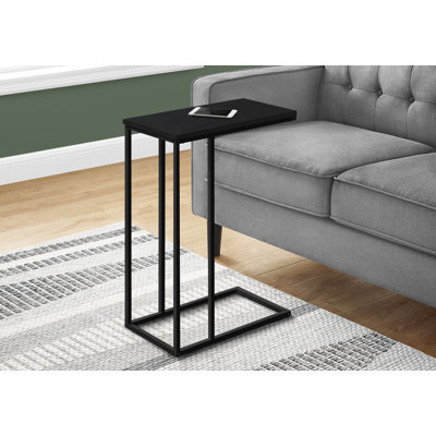 Accent Table, C-Shaped, End, Side, Snack, Living Room, Bedroom, Black Laminate, Black Metal, Contemporary, Modern