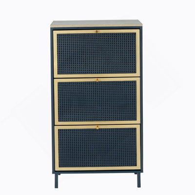 Range-chaussures 3 portes en métal, armoire de rangement pour chaussures moderne autoportante