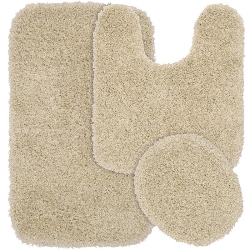 Ensemble de 3 tapis de bain antidérapants en nylon Dextra, Lin
