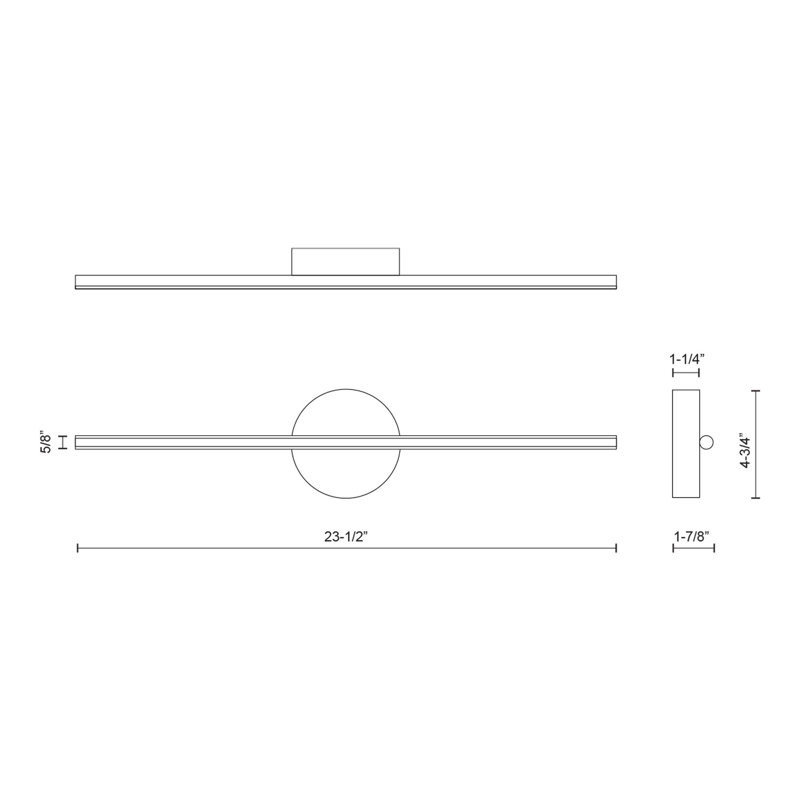 Chute 1 - Light LED Wallchiere, 4.75" H x 23.5" W x 1.875" D, Black