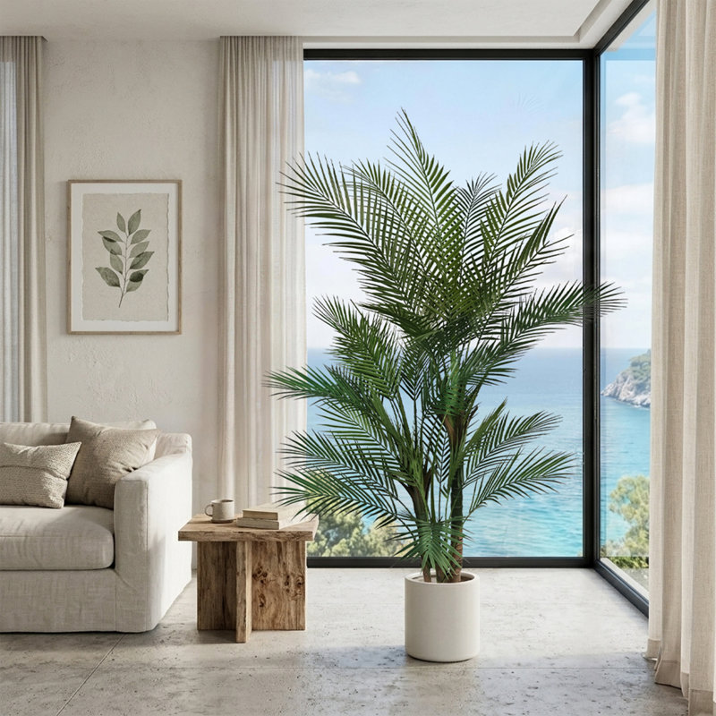 Astorga artificiel dans un pot en plastique blanc, faux Astorgas pour l'extérieur et l'intérieur, H 59,84 po x l 43,31 po
