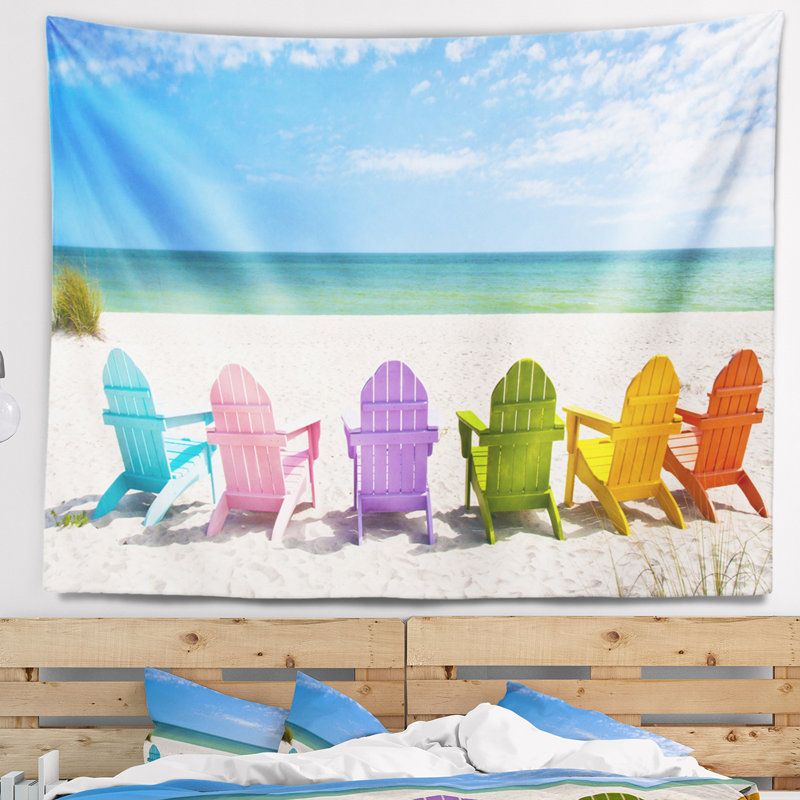 Tapisserie de chaises de plage adirondack de mer, H 32 po x l 39 po