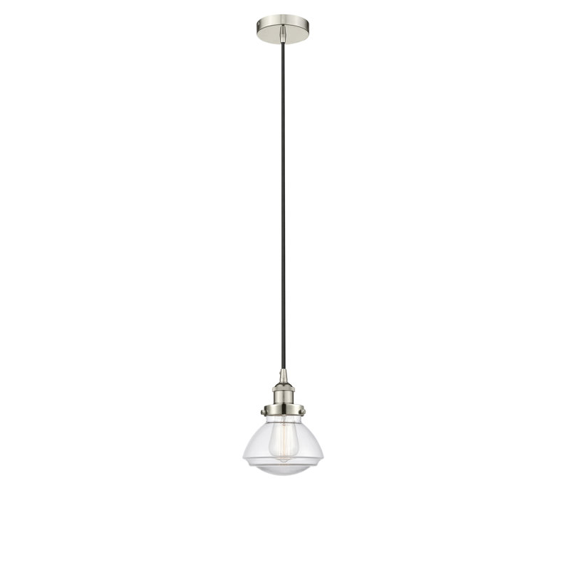 Luminaire suspendu en forme de cloche à 1 lumière Caille, Transparent, Nickel poli