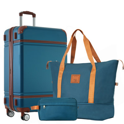 Ensembles de valises avec sacs Hardshell Valise légère à roulettes doubles avec verrou TSA, valise simple 24 po