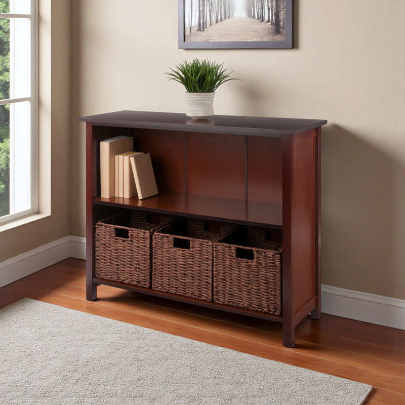 Jabora Brown 4-Pc Storage Shelf with 3 Foldable Baskets, 29.76" H X 38.69" W X 12.84" D`