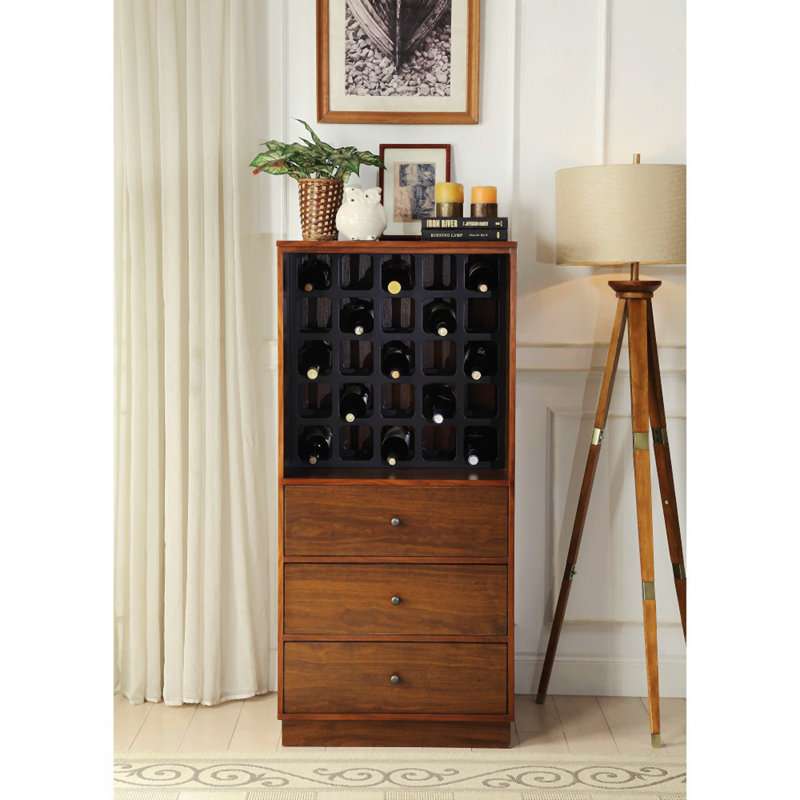 Wangaratta Rectangular Wine Cabinet with Storage, Walnut