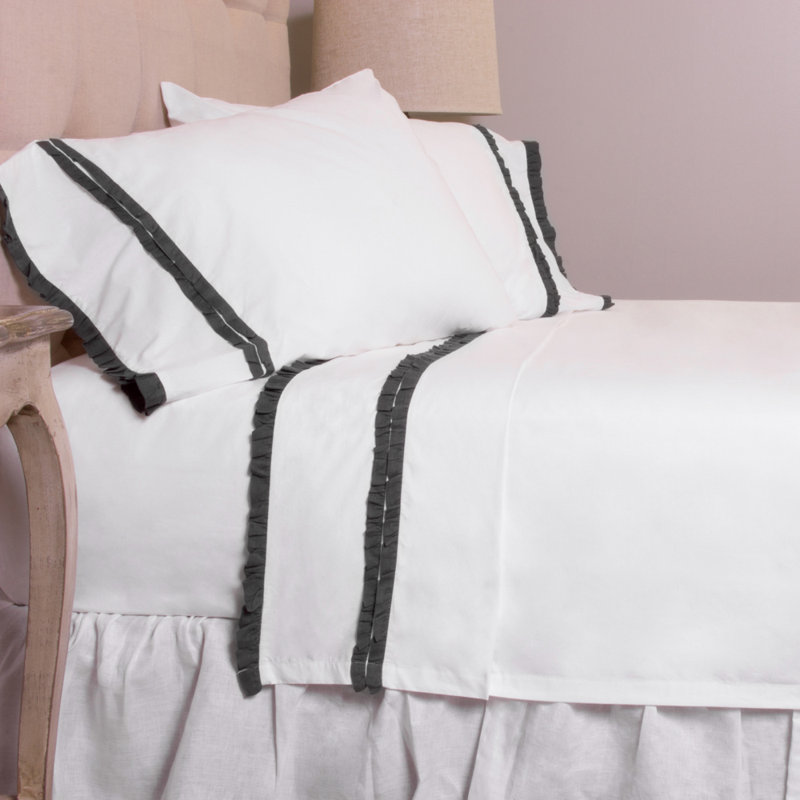 Dainty Ruffle Pillow Case, King, Charcoal