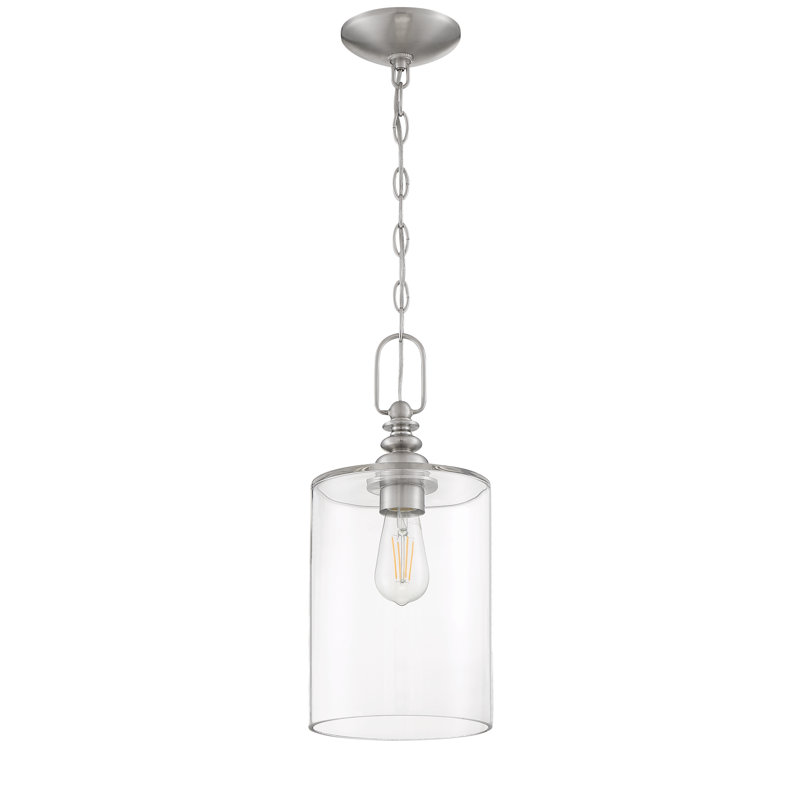 Luminaire à pot simple 1 lumières Uffington, Nickel poli brossé