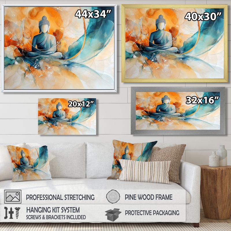 Buddha Timeless Aura Of Buddhism I - Buddhism Canvas Print, 12" H x 20" W, Single Picture Framed Print without Mat, Black