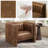 Broderic 38" W Full-Grain Leather Upholstered Square Channel Tufted Barrel Accent Armchair, Single Sofa (Set of 2)-1629226866