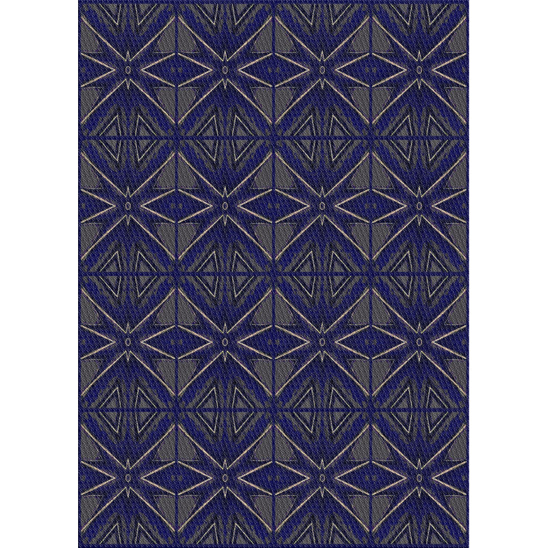 Bleu géométrique/Tapis décoratif gris, Rectangle 8 pi x 12 pi
