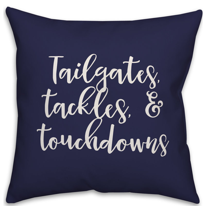  Coussin Tackgates Tackles and Touchdowns, Bleu marine, Housse de coussin