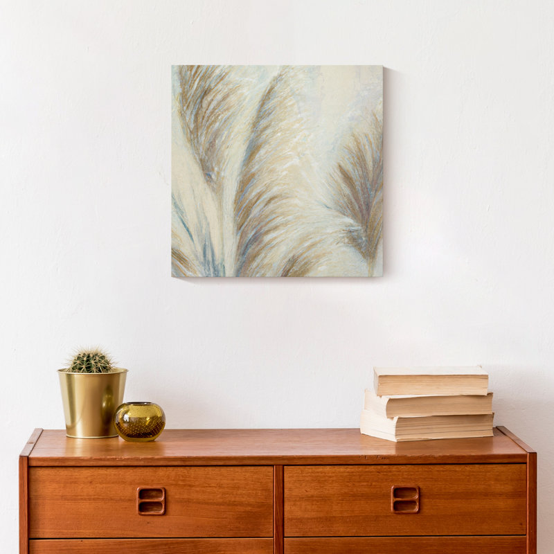 «Soft Painterly Pampas Grass» sur toile beige, H 12 po x l 12 po