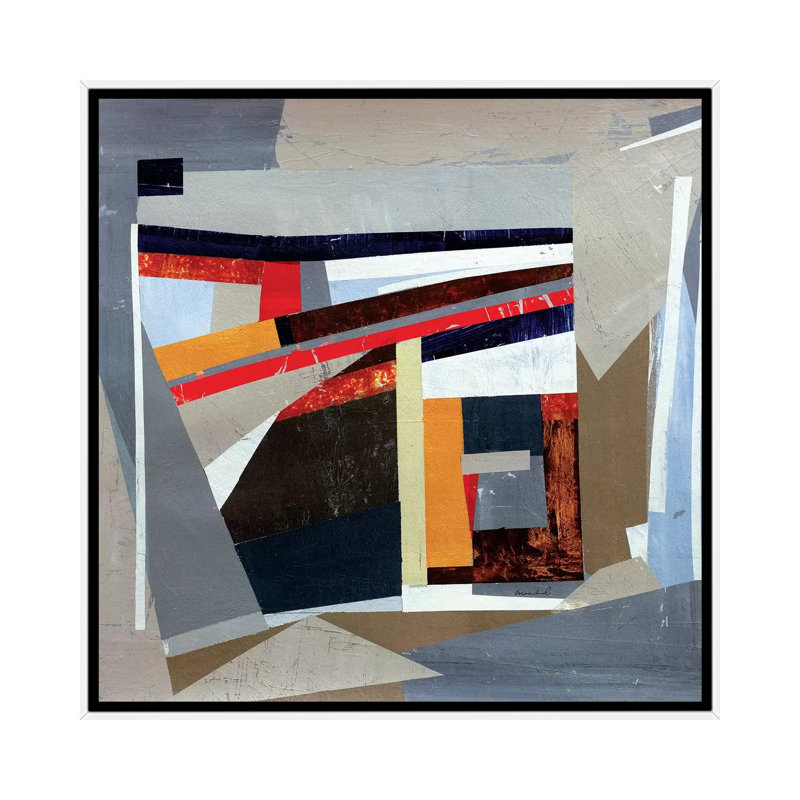 Mid-Century - Painting on Canvas, White Framed, 45.72 cm H x 45.72 cm W