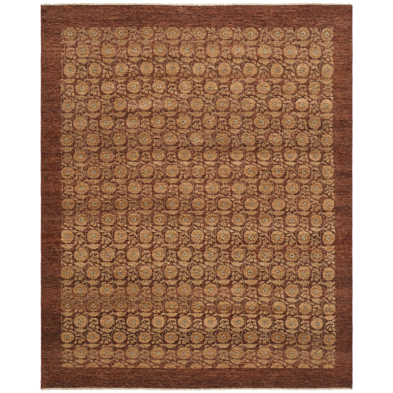  Tapis floral rouge en laine noué à la main Floral, Rectangle 8 pi x 10 pi