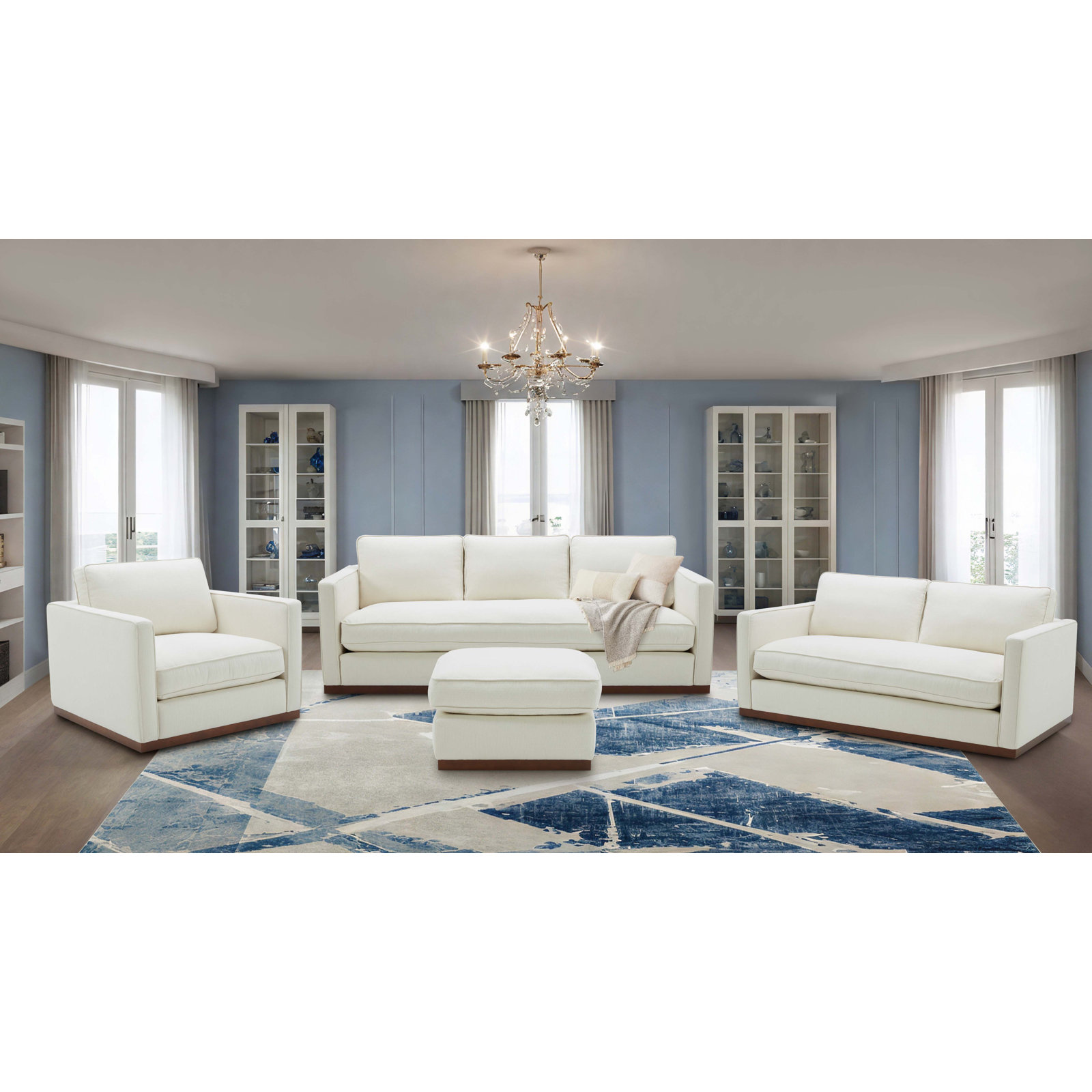 Bobbi 4-Piece Linen Living Room Set, Flanigan Cotton