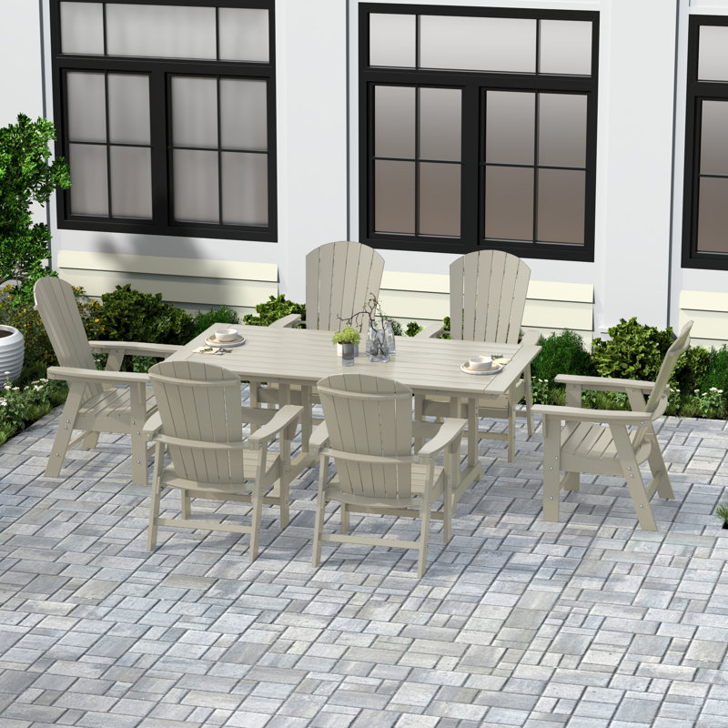 Altura 7-Piece Outdoor All Weather Poly Dining Set, Sand