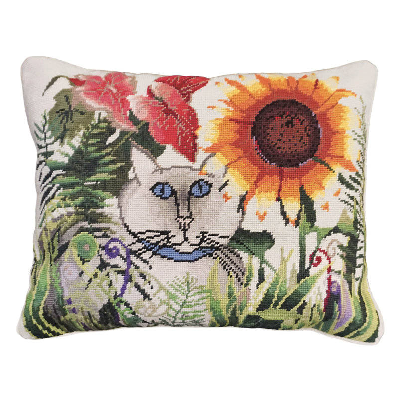 Cat Needlepoint Pillow Cover And Insert