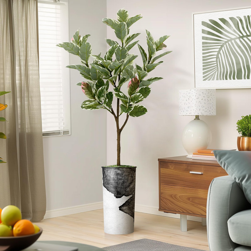 Arbre artificiel en fleur noire et blanche, Tree Wood Grey