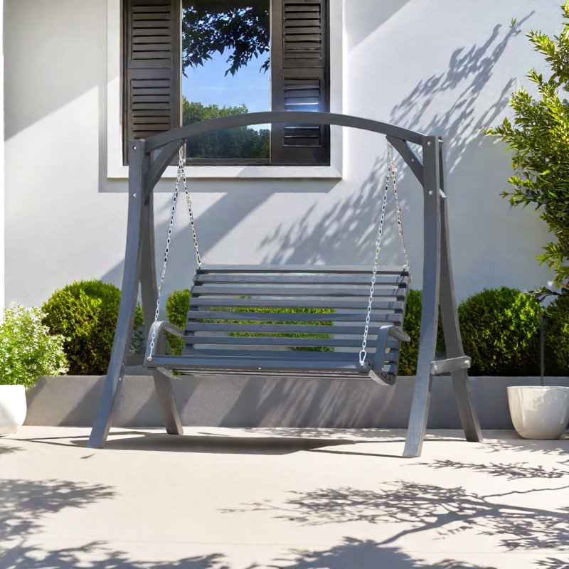 Isiah Porch Swing with Stand, Gray