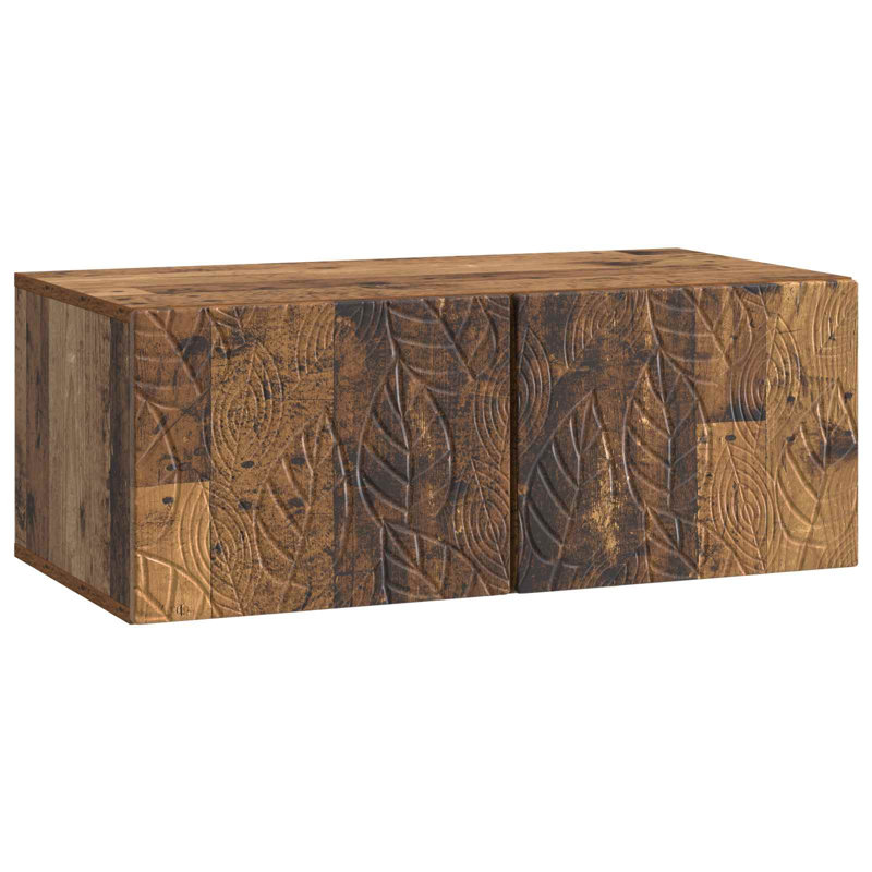 Unfinished TV Stand for TVs up to 28" with Fireplace Included, Smoked Oak, 11.81'' H x 23.43'' L x 16.14'' W