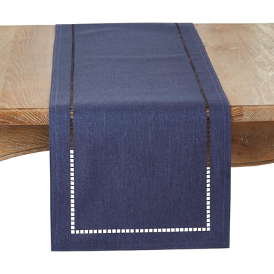 Laser-Cut Hemstitch Design Solid Color Table Runner 14" W