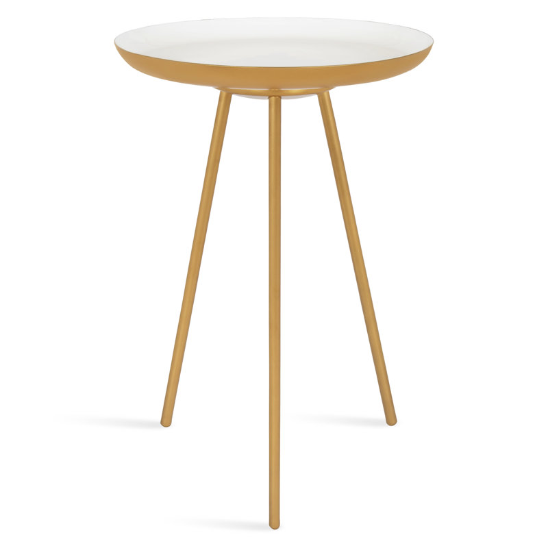Table de bout à 3 pieds Philo, Blanc / or