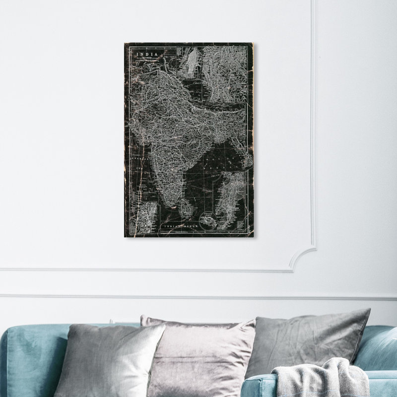 « inde 1892 map », impression sur toile, H 36 po x l 24 po, Toile tendue
