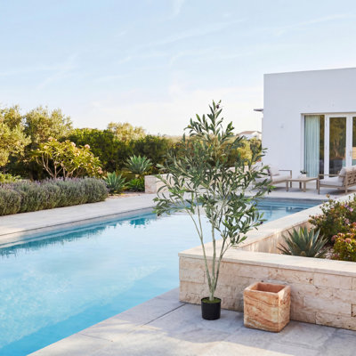Arbre artificiel 5 pi, faux olivier avec des feuilles et des fruits réalistes, plante de plancher artificielle en pot pour la maison