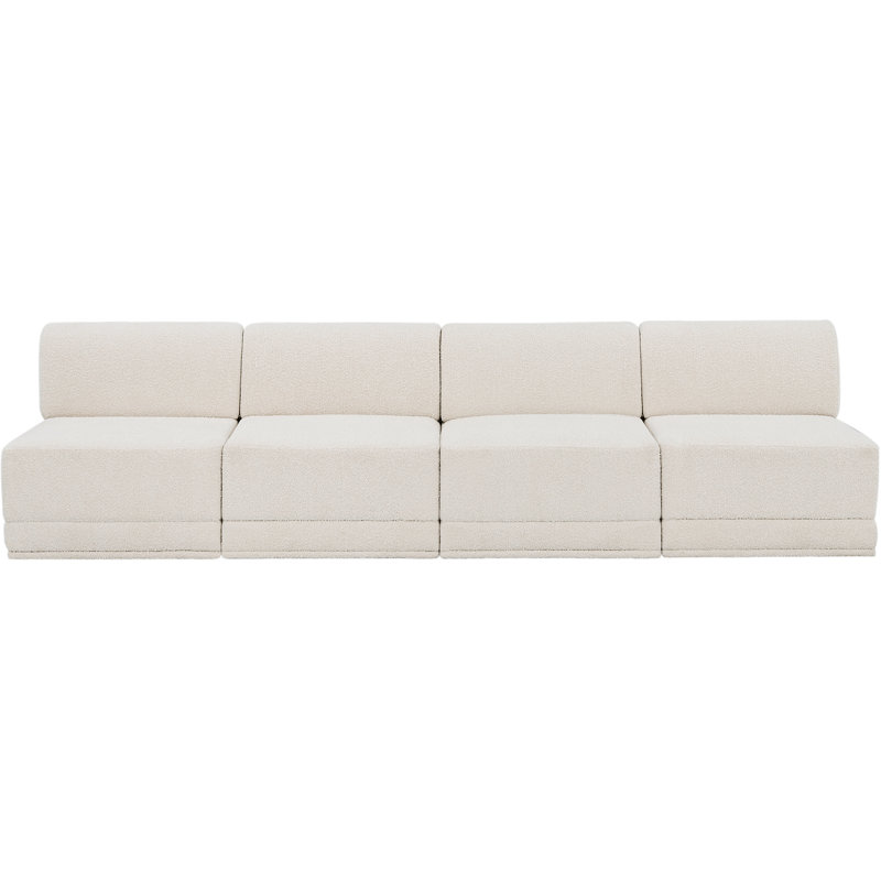 Ollie 120'' Modular CAL117 Compliant Sofa, Cream Boucle Fabric