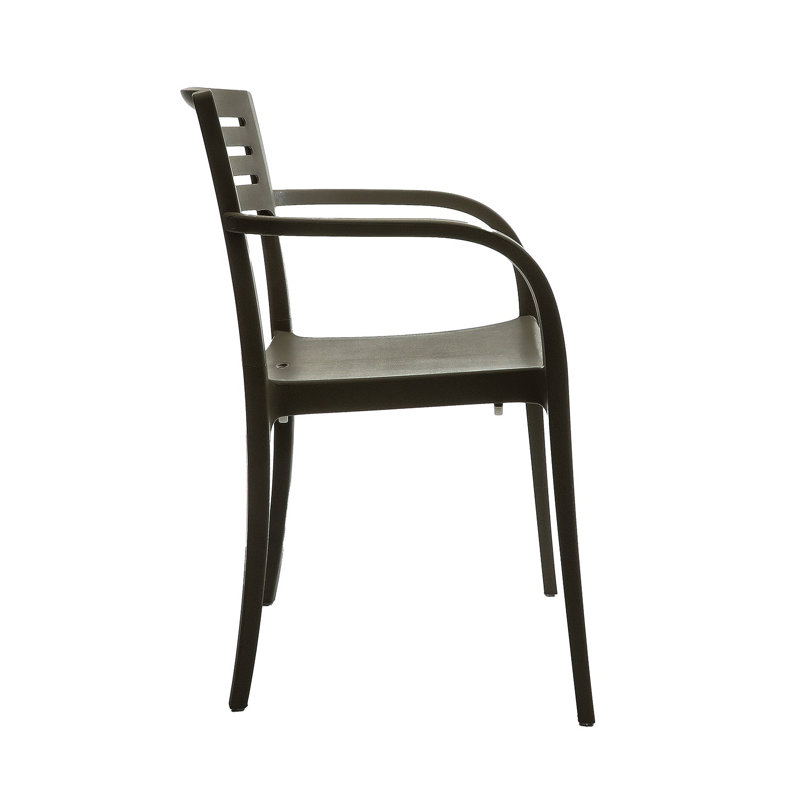 Grosfillex Vogue Resin Stacking Armchair, Black