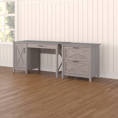 Veda 54'' Desk Sand & Stable Color: Dark Gray Hickory